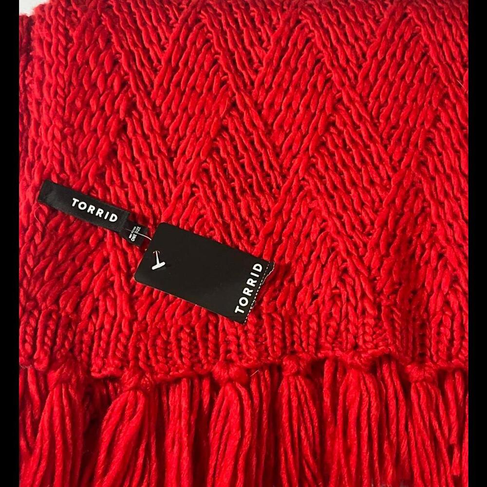 Torrid Textured Red Scarf with Fringes